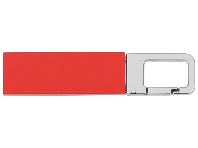 Флеш-карта USB 2.0 16 Gb с карабином "Hook", красный/серебристый