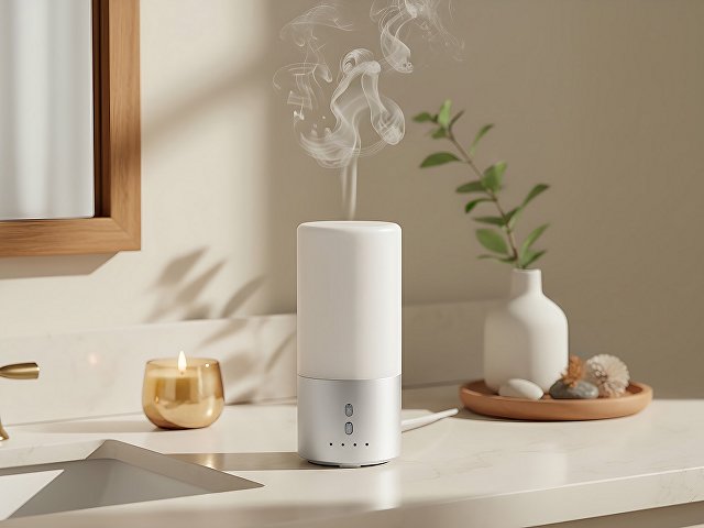 Увлажнитель воздуха с подсветкой "Breathe", белый/серебристый