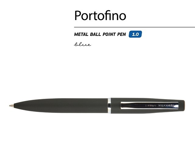 Ручка металлическая шариковая "Portofino", софт-тач, 1.0 мм, черный