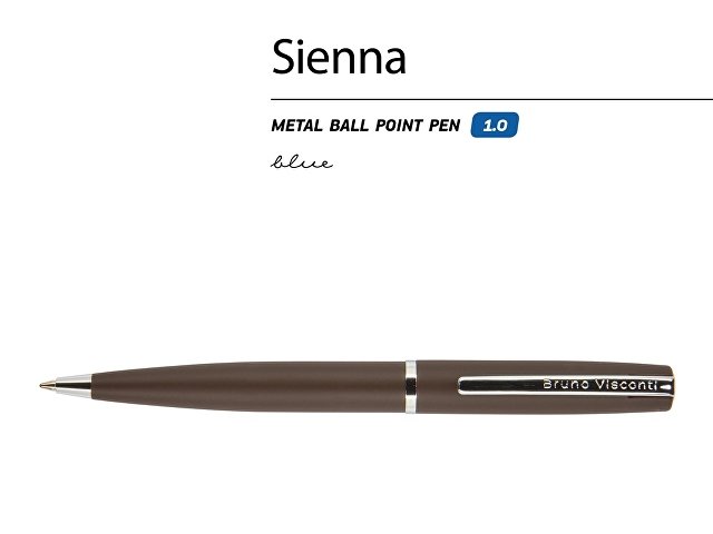 Ручка "Sienna" шариковая  автоматическая, коричневый металлический корпус soft-touch, 1.0 мм, синяя