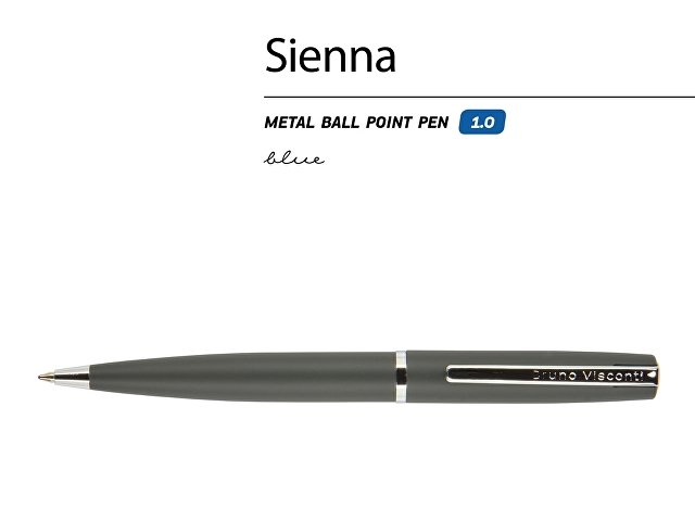 Ручка "Sienna" шариковая  автоматическая, серый металлический корпус soft-touch, 1.0 мм, синяя