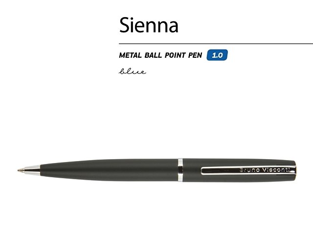 Ручка "Sienna" шариковая  автоматическая, черный металлический корпус soft-touch, 1.0 мм, синяя