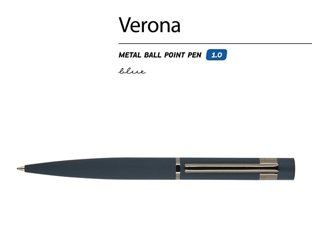 Ручка шариковая автоматическая BrunoVisconti "VERONA" цвет корпуса синий, soft-touch, 1 мм, синяя