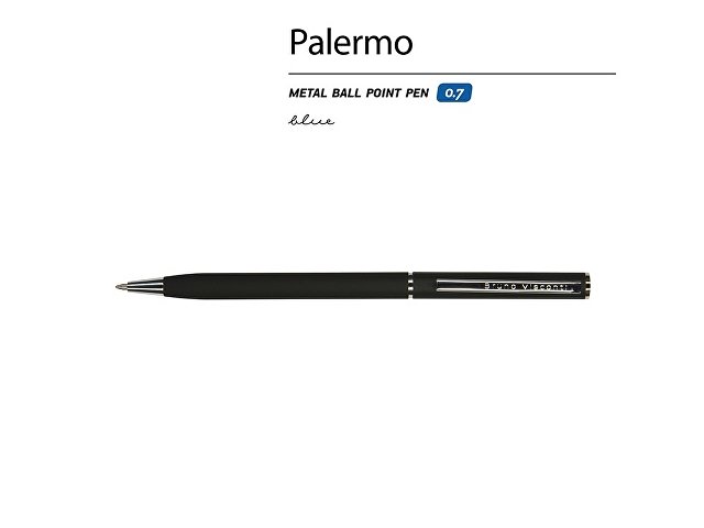 Ручка шариковая автоматическая BrunoVisconti® "PALERMO" цвет корпуса черный, soft-touch, 0.7 мм