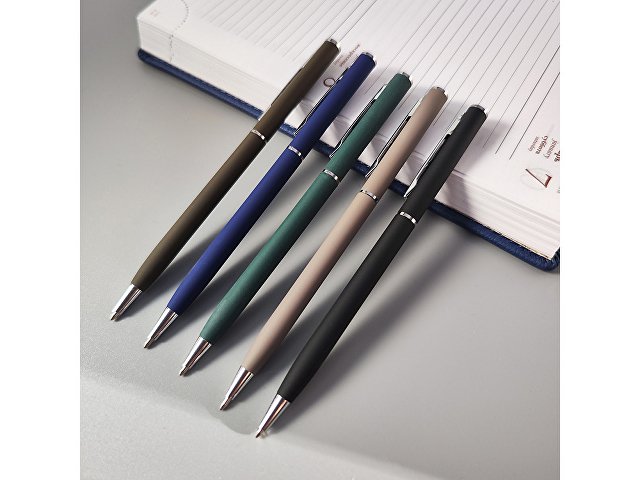 Ручка шариковая автоматическая BrunoVisconti® "PALERMO" цвет корпуса синий, soft-touch, 0.7 мм