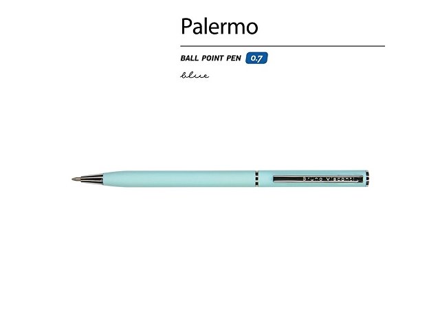 Ручка шариковая автоматическая BrunoVisconti® "PALERMO" цвет корпуса голубой, soft-touch, 0.7 мм