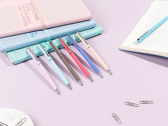Ручка шариковая автоматическая BrunoVisconti® "PALERMO" цвет корпуса голубой, soft-touch, 0.7 мм