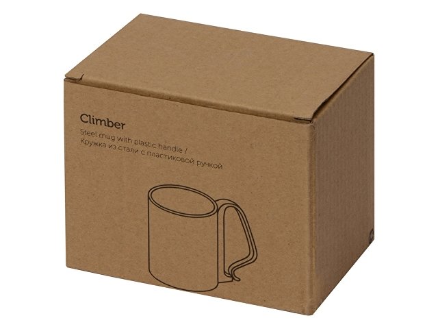Стальная кружка Climber с пластиковой ручкой, серебристый/черный