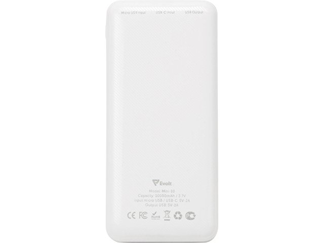 Внешний аккумулятор Evolt "Mini-10", 10000 mAh, белый