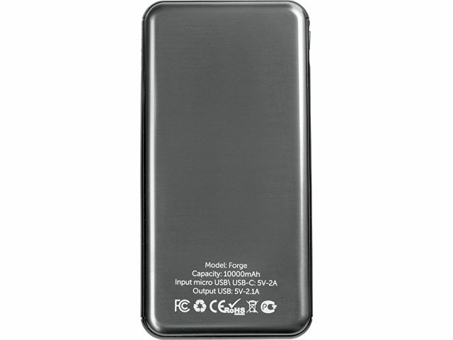 Внешний аккумулятор «Forge» v.2, металл, 10000mah, серый