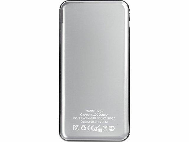 Внешний аккумулятор «Forge» v.2, металл, 10000mah, серебристый