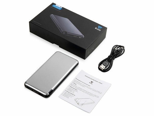 Внешний аккумулятор «Forge» v.2, металл, 10000mah, серебристый