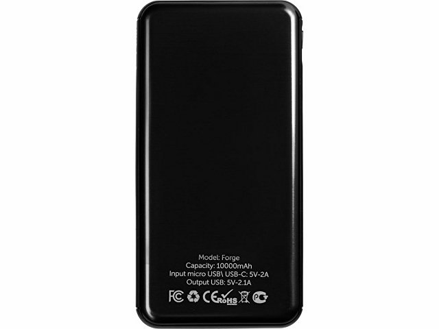 Внешний аккумулятор «Forge» v.2, металл, 10000mah, черный