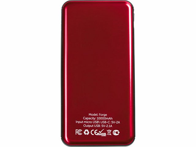 Внешний аккумулятор «Forge» v.2, металл, 10000mah, красный