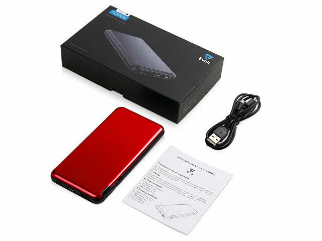 Внешний аккумулятор «Forge» v.2, металл, 10000mah, красный