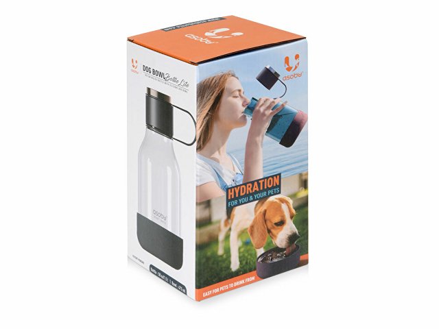 Бутылка для воды 2-в-1 «Dog Bowl Bottle» со съемной миской для питомцев, 1500 мл, черный