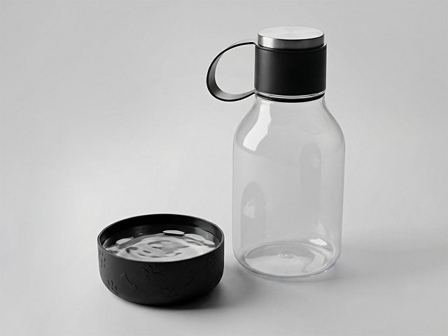 Бутылка для воды 2-в-1 «Dog Bowl Bottle» со съемной миской для питомцев, 1500 мл, черный