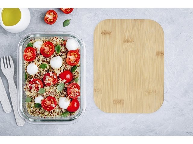Roby Стеклянный контейнер для завтрака с бамбуковой крышкой - Natural / прозрачный