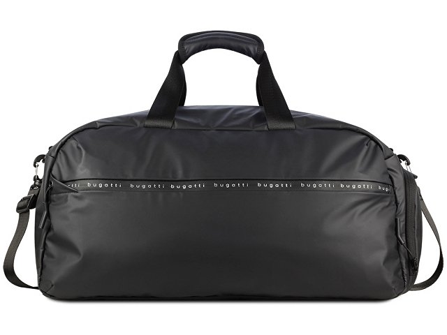Сумка спортивная BUGATTI БЛАНК | BLANC, чёрная, тарпаулин/полиэстер, 52х26х27,5 см