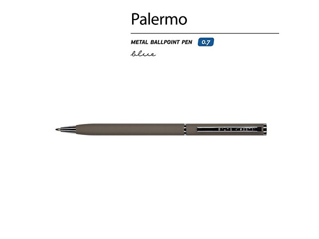 Ручка шариковая автоматическая BrunoVisconti® "PALERMO" цвет корпуса серый, soft-touch, 0.7 мм