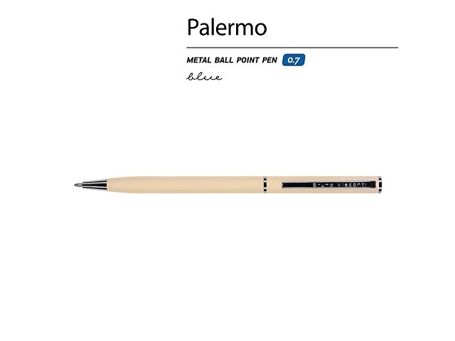 Ручка шариковая автоматическая BrunoVisconti® "PALERMO" цвет корпуса пудровый, soft-touch, 0.7 мм