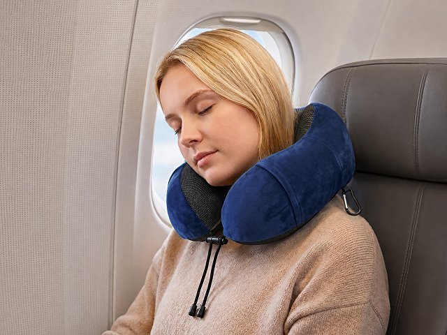 Подушка Dream с эффектом памяти, с кармашком, синий