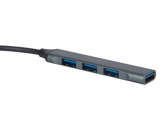 USB-хаб «Link» с коннектором 2-в-1 USB-C и USB-A, 2.0/3.0, серый