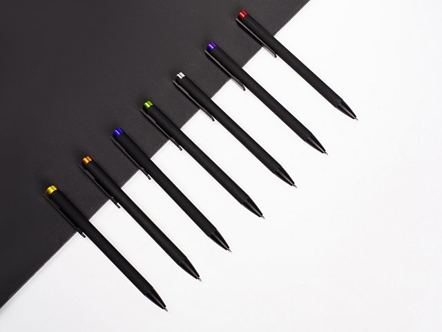 Ручка металлическая шариковая "Taper Metal" софт-тач с цветным зеркальным слоем, черный с желтым