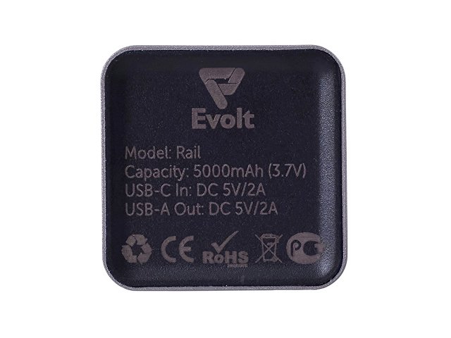 Внешний аккумулятор «Rail», 5000 mAh, темно-серый
