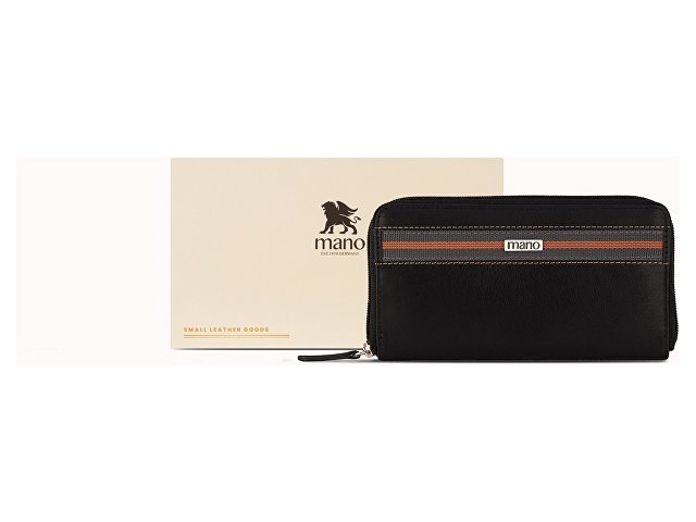 Кошелек Mano "Don Leonardo", с RFID защитой, натуральная кожа в черном цвете, 19 х 2 х 10,5 см