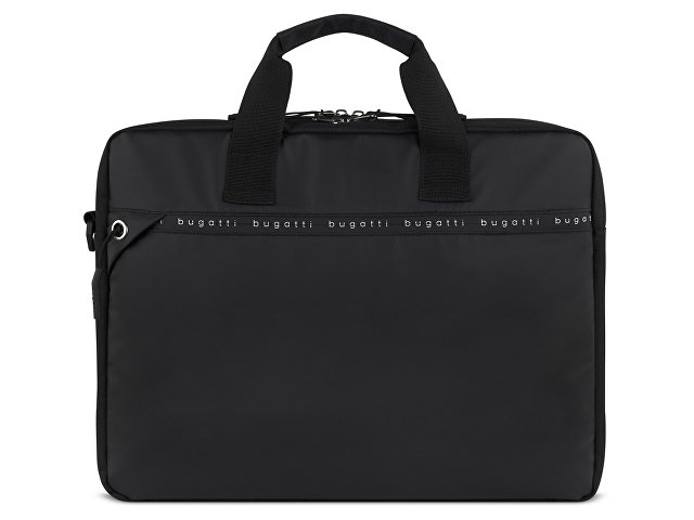 Портфель мужской BUGATTI БЛАНК ОБЛЕГЧЕННАЯ | BLANC DELIGHT, чёрный, нейлон RPET600D/тарпаулин/полиэстер, 40х10х29 см, 10 л