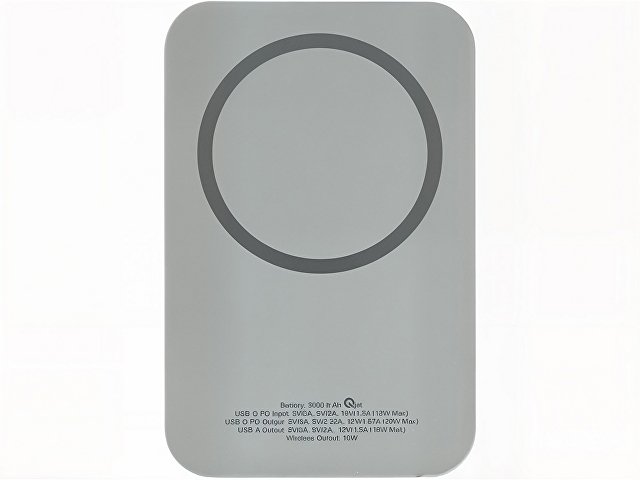 Магнитный беспроводной внешний аккумулятор "MagnetIQ", 5000 mah, 10 W, серый Cool gray 7C