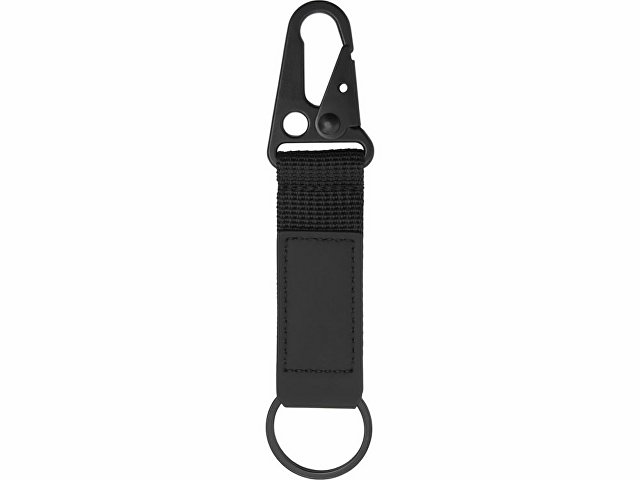 Брелок-ремувка "Carabinier" из ткани с вставкой из экокожи и карабином, черный