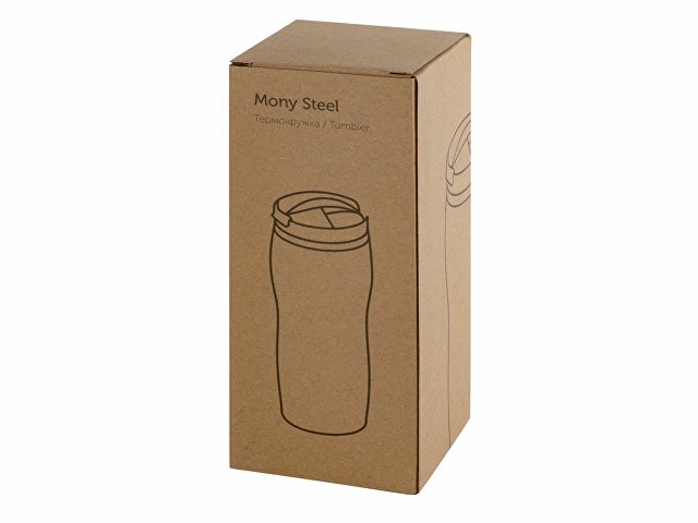 Термокружка "Mony Steel" 350 мл, soft touch, бирюзовый 320C (P)