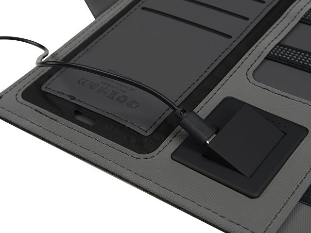 Органайзер с беспроводной зарядкой 5000 mAh "Powernote", светло-серый (P)