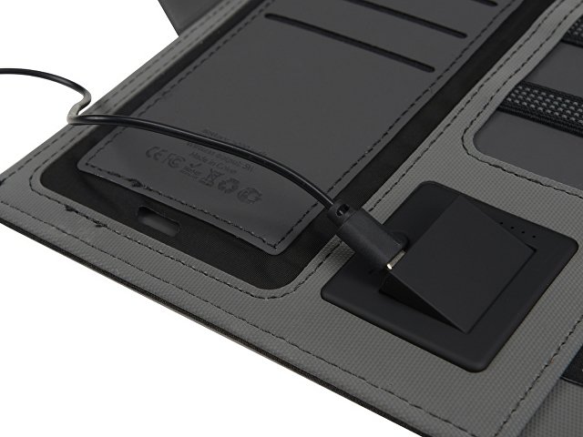 Органайзер с беспроводной зарядкой 5000 mAh "Powernote", темно-серый (P)