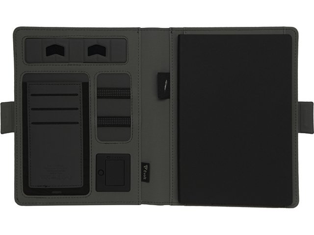 Органайзер с беспроводной зарядкой 5000 mAh "Powernote", темно-серый (P)