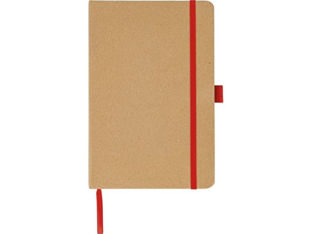 Блокнот A5 "Sevilia Color", твердая обложка из крафта, 80 листов, цветной срез и форзац, натуральный/красный