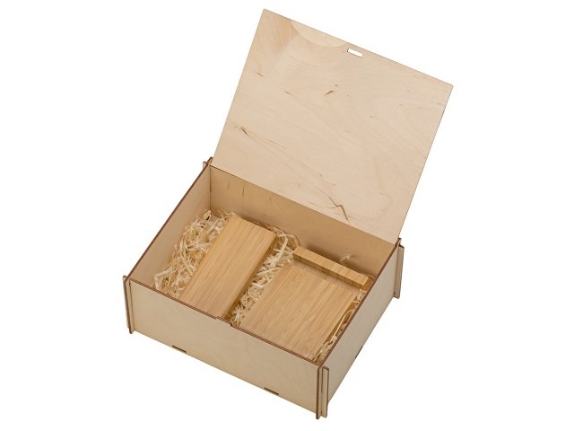 Подарочный набор с БЗУ и внешним аккумулятором «Bamboo Set», натуральный