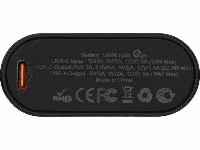 Внешний аккумулятор с QC/PD "Qwik", 10000 mah, черный (Р)