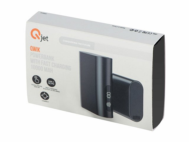 Внешний аккумулятор с QC/PD "Qwik", 10000 mah, черный (Р)