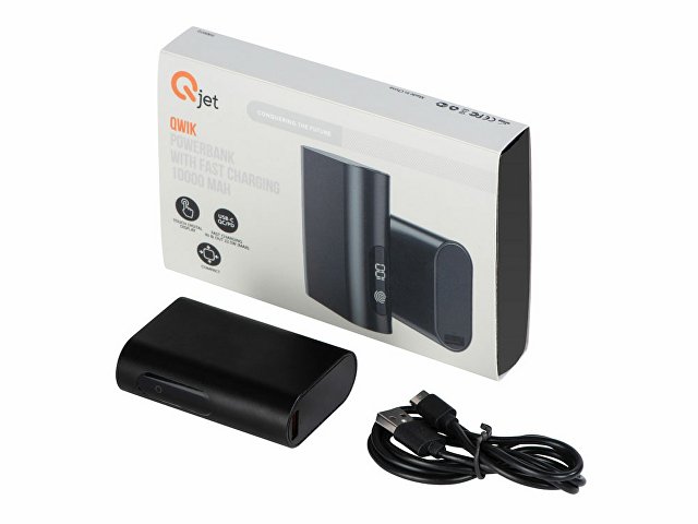 Внешний аккумулятор с QC/PD "Qwik", 10000 mah, черный (Р)