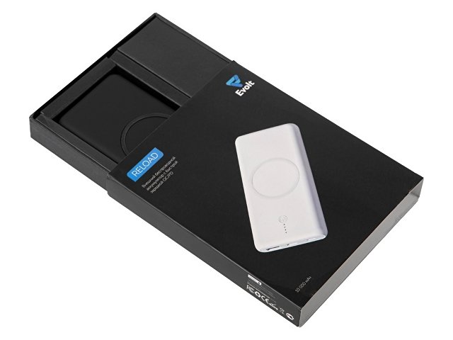 Внешний беспроводной аккумулятор c QC/PD "Reload", 10000 mAh, черный (Р)
