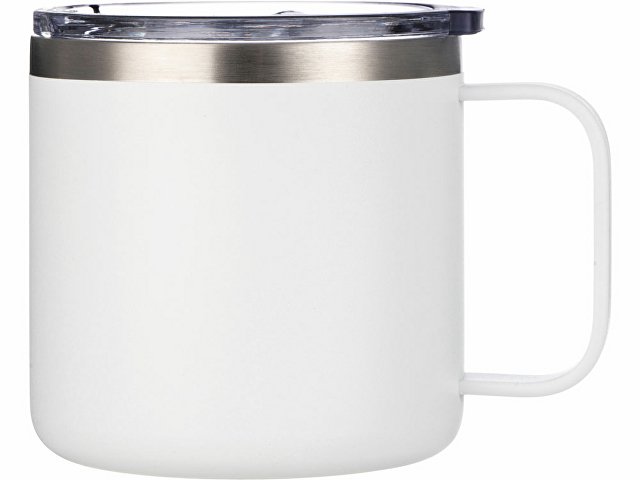 Кружка стальная Alaska с крышкой слайдером, powder coating, белый (Р)