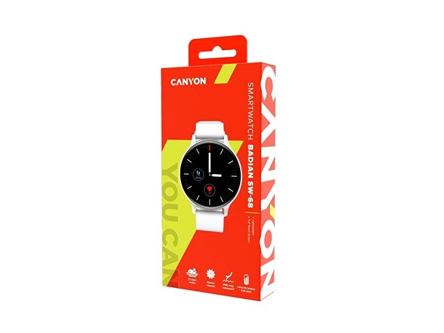 Смарт-часы Canyon SW-68 “ Badian”, IP68, серебряный (Р)