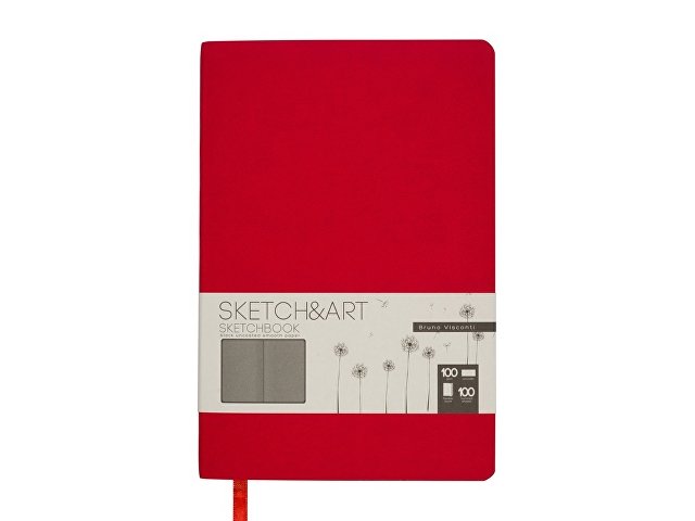 Скетчбук "Sketch & Art" в мягком переплете 140х210 мм, 100 л. черной бумаги 100 гр., красный