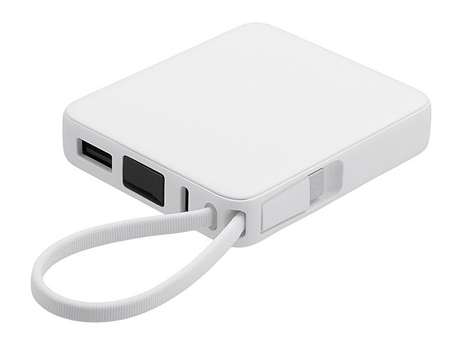 Внешний аккумулятор со встроенным кабелем USB-C «Дэнси», 5000 мАч, белый
