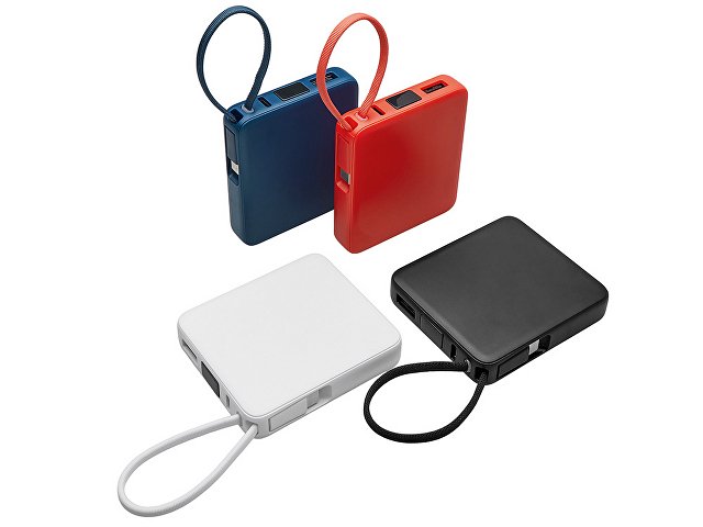Внешний аккумулятор со встроенным кабелем USB-C «Дэнси», 5000 мАч, белый