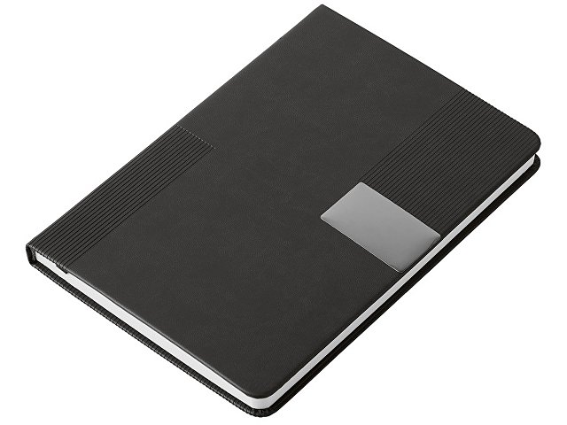 Подарочный набор "Tesla" с блокнотом А5, ручкой и пауэрбенком на 10 000 mAh, черный