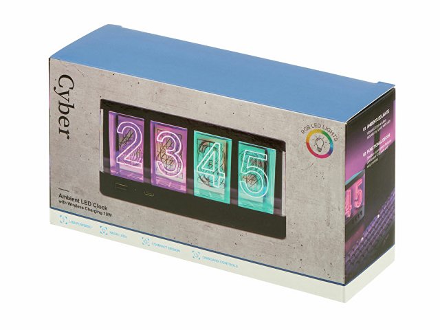 Часы с беспроводной зарядкой "Cyber", 10 Вт (Р)
